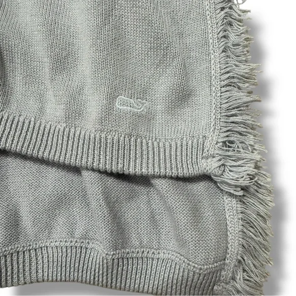 Vineyard Vines Fringe Sweater Poncho Baby Blue Cozy Layer Women’s XS/S - Picture 6 of 6